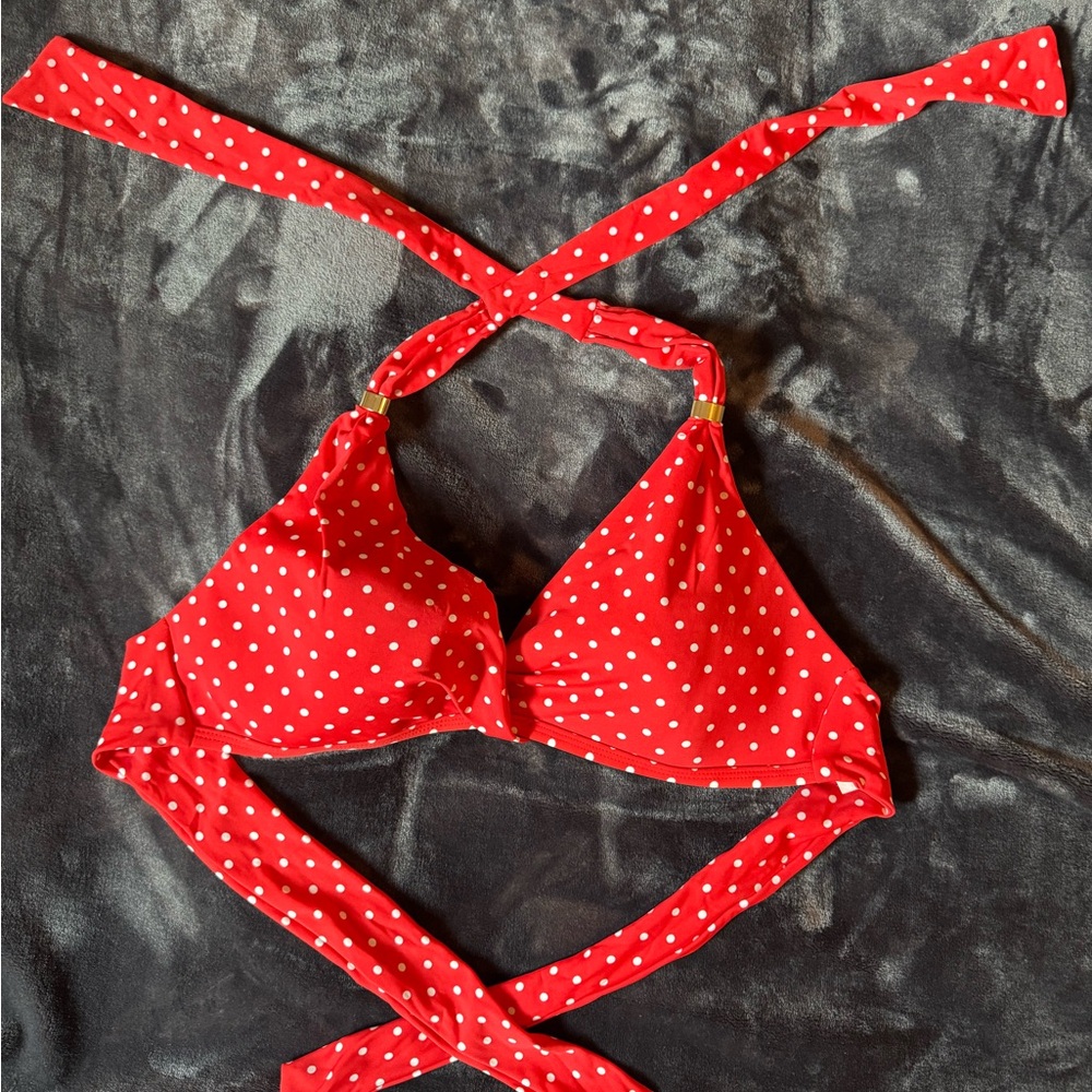 RALPH LAUREN Red Polka Dot Bikini Top